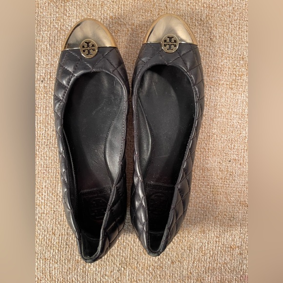 Tory Burch Kaitlin Quilted Leather Gold toe Ballet flats - Picture 2 of 4